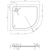 Mexen Flat receveur de douche demi-circulaire slim gauche 90 x 80 cm, blanc, siphon chromé - 41108090L
