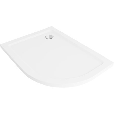 Mexen Flat receveur de douche demi-circulaire slim gauche 100 x 80 cm, blanc, siphon chromé - 41108010L