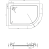 Mexen Flat receveur de douche semi-circulaire slim gauche 120 x 80 cm, blanc, siphon chromé - 41108012L