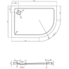 Mexen Flat receveur de douche semi-circulaire slim gauche 120 x 90 cm, blanc, siphon chromé - 41109012L
