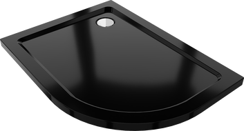 Mexen Flat receveur de douche demi-circulaire slim gauche 90 x 80 cm, noir, siphon chromé - 41708090L