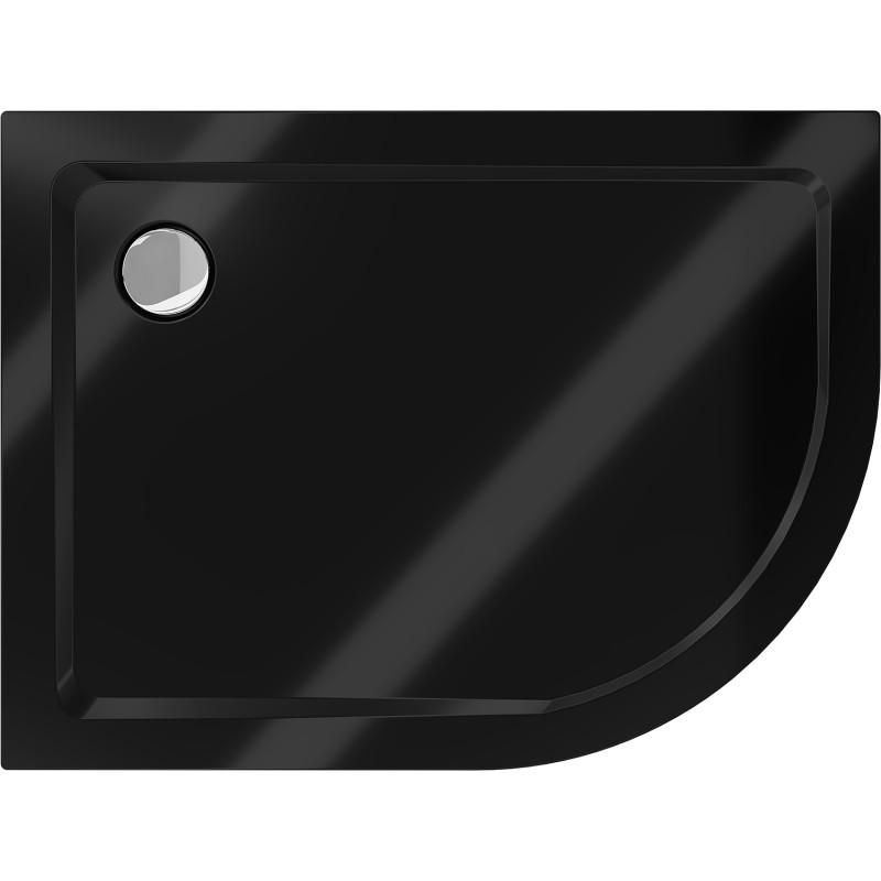 Mexen Flat receveur de douche semi-circulaire slim gauche 90 x 80 cm, noir, siphon chromé - 41708090L