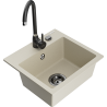 Mexen Milo évier en granit à 1 bac avec robinet de cuisine Telma, beige - 6505-69-670200-70