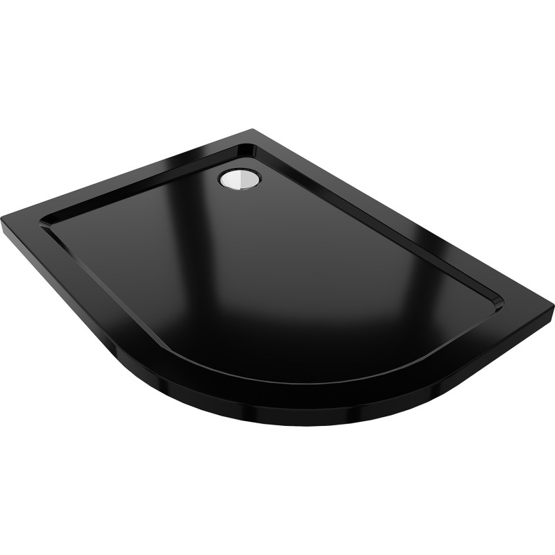 Mexen Flat receveur de douche demi-circulaire slim gauche 120 x 80 cm, noir, siphon chromé - 41708012L