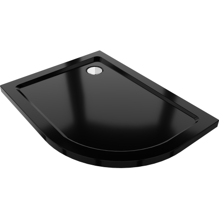 Mexen Flat receveur de douche demi-circulaire slim gauche 120 x 80 cm, noir, siphon chromé - 41708012L