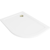 Mexen Flat receveur de douche semi-circulaire slim gauche 90 x 80 cm, blanc, bonde dorée - 41108090L-G
