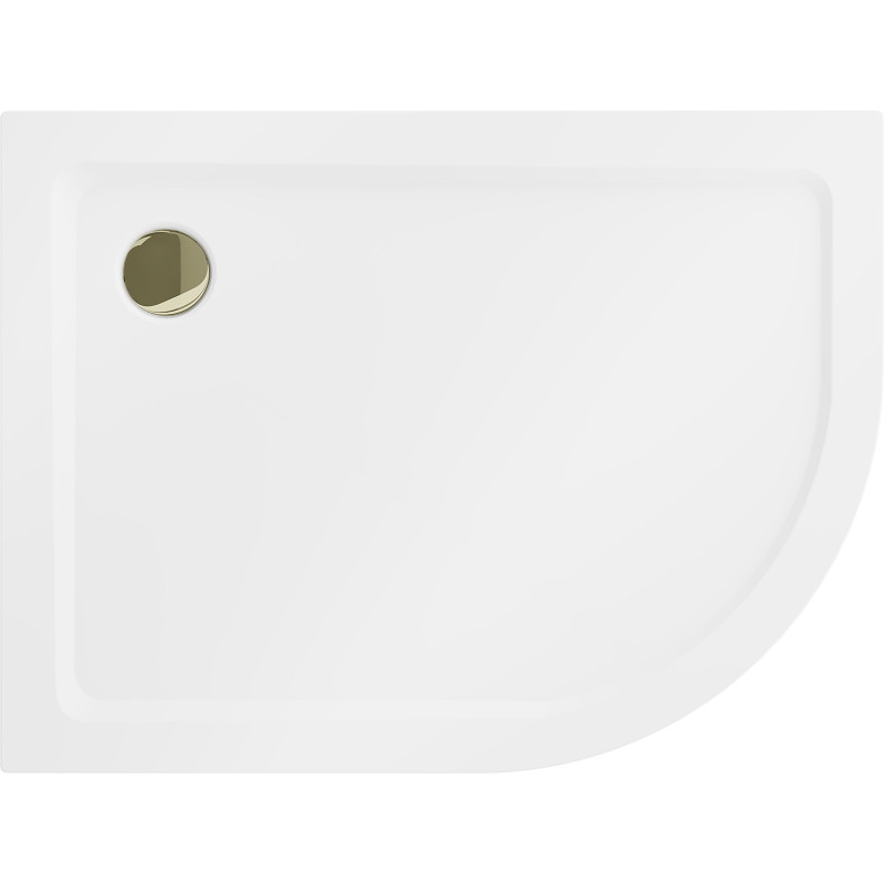 Mexen Flat receveur de douche demi-circulaire slim gauche 100 x 80 cm, blanc, siphon doré - 41108010L-G