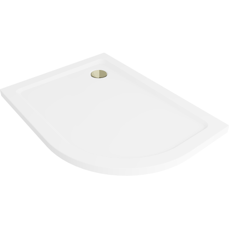 Mexen Flat receveur de douche demi-cercle slim gauche 120 x 80 cm, blanc, siphon doré - 41108012L-G