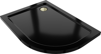 Mexen Flat receveur de douche semi-circulaire slim gauche 90 x 80 cm, noir, siphon doré - 41708090L-G