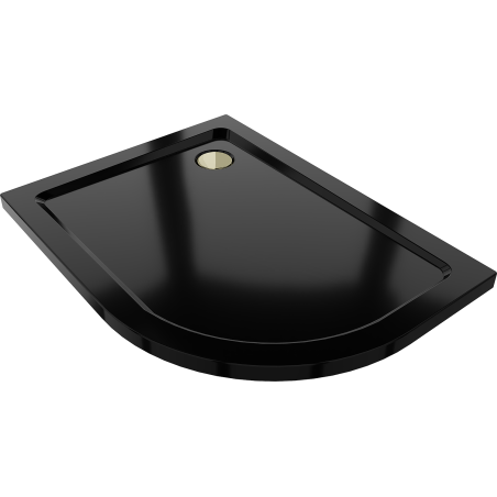 Mexen Flat receveur de douche demi-circulaire slim gauche 120 x 80 cm, noir, siphon doré - 41708012L-G