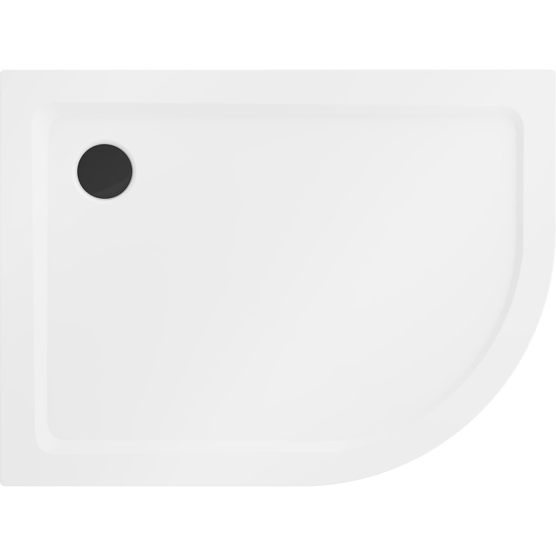 Mexen Flat receveur semi-circulaire slim gauche 120 x 80 cm, blanc, siphon noir - 41108012L-B