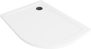 Mexen Flat receveur de douche demi-rond slim gauche 120 x 90 cm, blanc, siphon noir - 41109012L-B