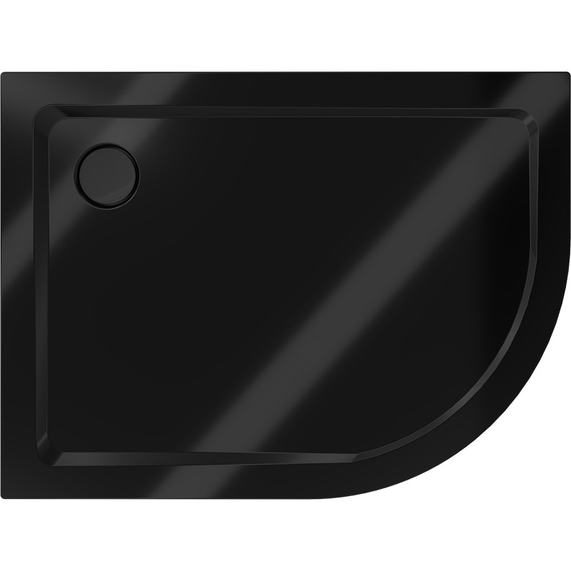 Mexen Flat receveur de douche demi-circulaire mince gauche 90 x 80 cm, noir, siphon noir - 41708090L-B
