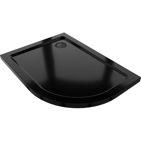 Mexen Flat receveur de douche semi-circulaire slim gauche 120 x 80 cm, noir, siphon noir - 41708012L-B