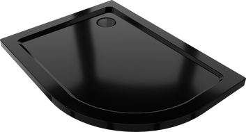 Mexen Flat receveur de douche quart de cercle slim gauche 120 x 80 cm, noir, siphon noir - 41708012L-B