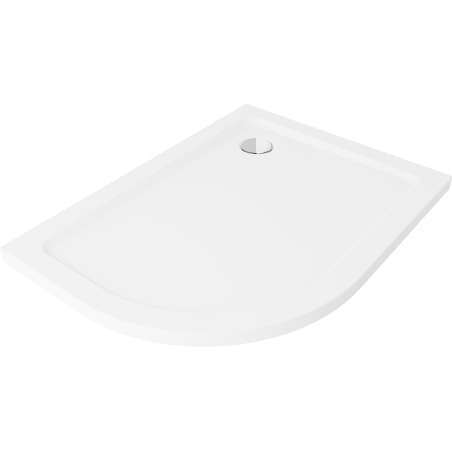 Mexen Flat receveur de douche demi-circulaire slim droit 90 x 80 cm, blanc, siphon chromé - 41108090P