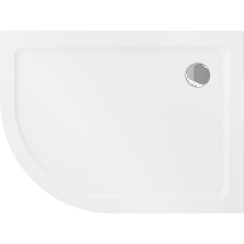 Mexen Flat receveur de douche demi-circulaire slim droit 90 x 80 cm, blanc, siphon chromé - 41108090P