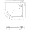 Mexen Flat bac de douche semi-circulaire slim droit 100 x 80 cm, blanc, siphon chromé - 41108010P