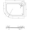 Mexen Flat receveur de douche demi-circulaire slim droit 120 x 80 cm, blanc, siphon chromé - 41108012P