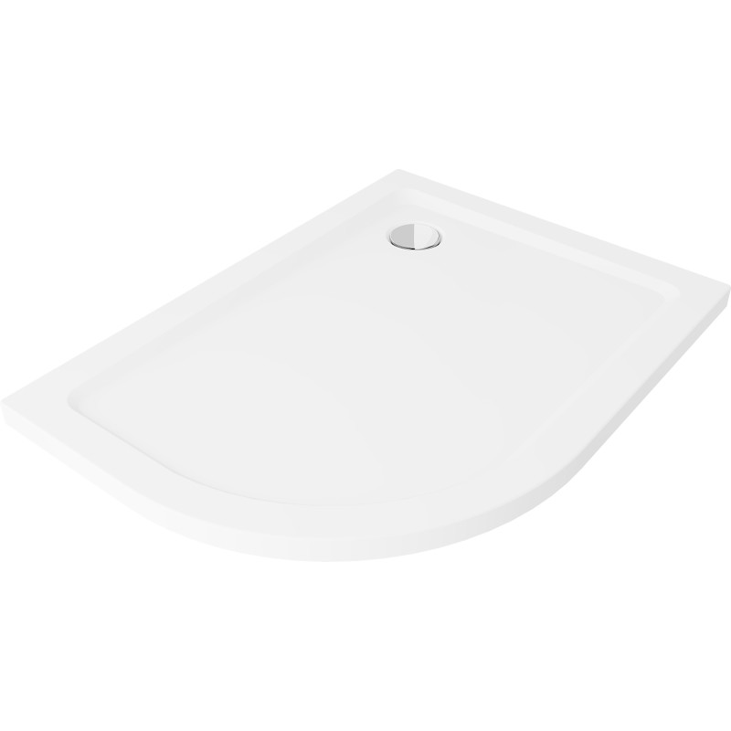 Mexen Flat receveur de douche semi-circulaire slim droit 100 x 90 cm, blanc, siphon chromé - 41109010P