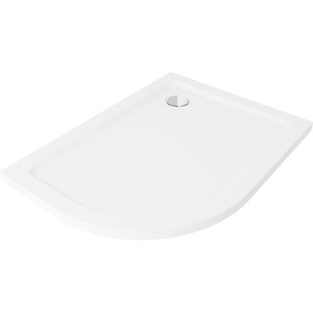 Mexen Flat receveur de douche semi-circulaire slim droit 120 x 90 cm, blanc, siphon chrome - 41109012P