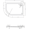 Mexen Flat receveur de douche semi-circulaire slim droit 120 x 90 cm, blanc, siphon chrome - 41109012P
