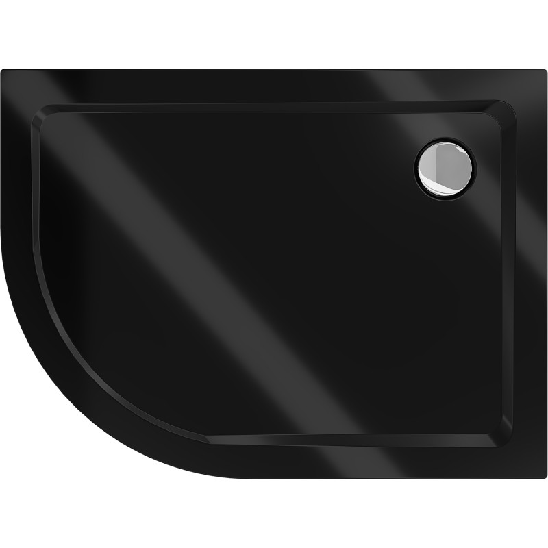 Mexen Flat receveur de douche demi-circulaire slim droit 90 x 80 cm, noir, siphon chromé - 41708090P