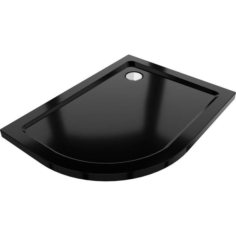 Mexen Flat receveur de douche demi-circulaire slim droit 120 x 80 cm, noir, siphon chromé - 41708012P