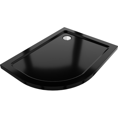 Mexen Flat receveur de douche demi-circulaire slim droit 120 x 80 cm, noir, siphon chromé - 41708012P