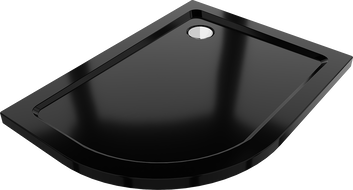 Mexen Flat receveur de douche quart de cercle slim droit 120 x 80 cm, noir, siphon chromé - 41708012P