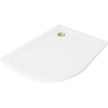 Mexen Flat receveur de douche demi-circulaire slim droit 90 x 80 cm, blanc, siphon doré - 41108090P-G