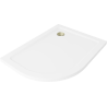 Mexen Flat receveur de douche demi-circulaire slim droit 120 x 80 cm, blanc, siphon doré - 41108012P-G