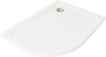 Mexen Flat receveur de douche en demi-cercle slim droit 120 x 90 cm, blanc, siphon doré - 41109012P-G