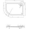 Mexen Flat receveur de douche demi-circulaire slim droit 120 x 90 cm, blanc, bonde dorée - 41109012P-G