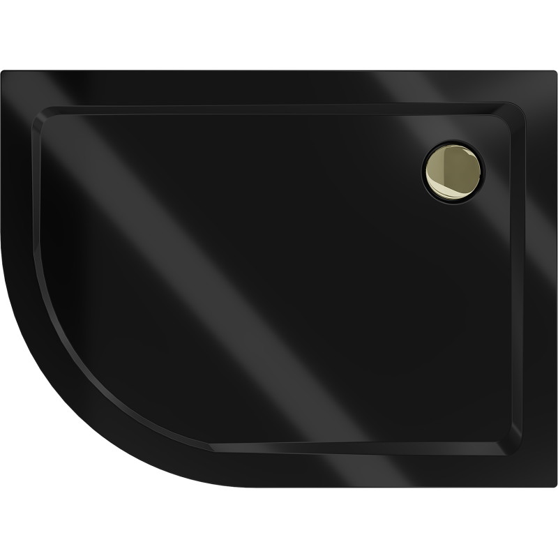 Mexen Flat receveur de douche semi-circulaire slim droit 90 x 80 cm, noir, siphon doré - 41708090P-G