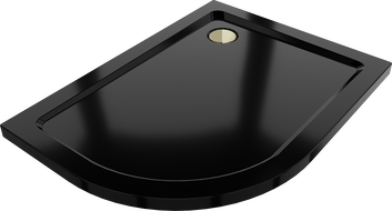 Mexen Flat receveur de douche demi-cercle slim droit 120 x 90 cm, noir, siphon doré - 41709012P-G