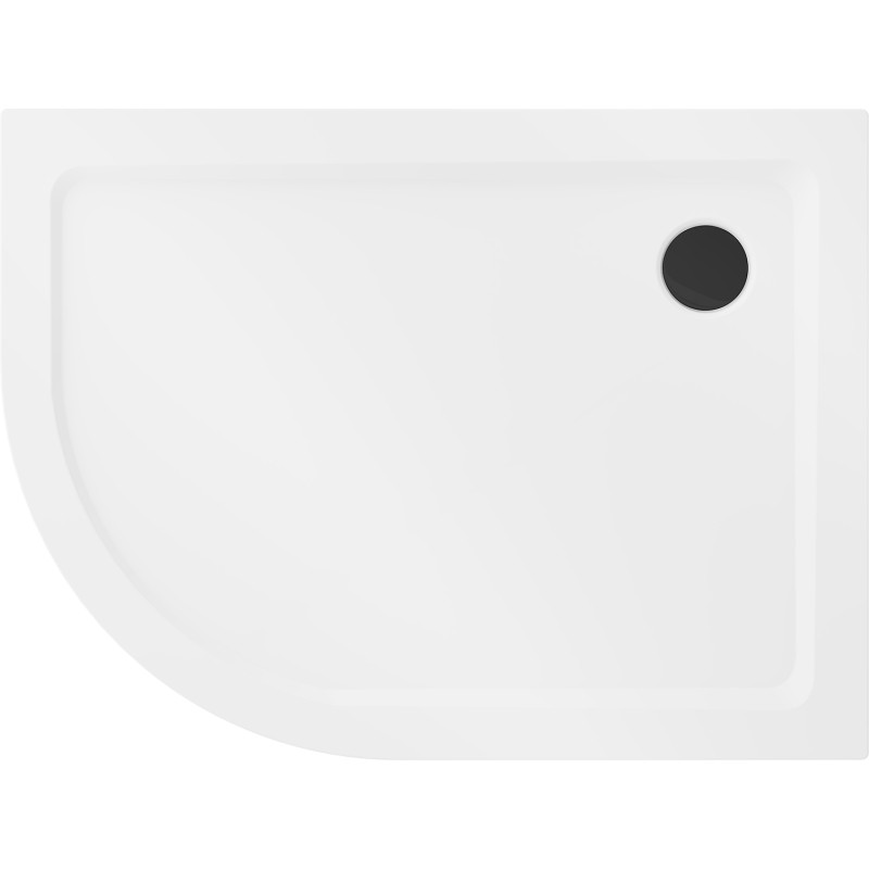 Mexen Flat receveur de douche demi-circulaire slim droit 90 x 80 cm, blanc, siphon noir - 41108090P-B
