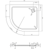 Mexen Flat receveur de douche demi-circulaire slim droit 90 x 80 cm, blanc, siphon noir - 41108090P-B