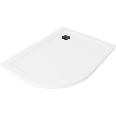 Mexen Flat receveur de douche demi-circulaire slim droit 120 x 90 cm, blanc, siphon noir - 41109012P-B