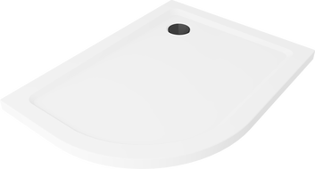 Mexen Flat receveur de douche semi-circulaire slim droit 120 x 90 cm, blanc, siphon noir - 41109012P-B