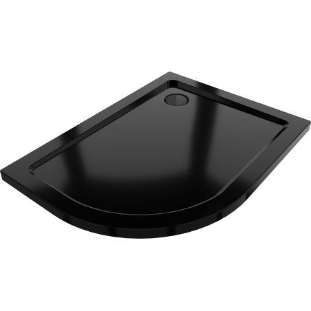 Mexen Flat receveur de douche semi-circulaire slim droit 120 x 80 cm, noir, siphon noir - 41708012P-B