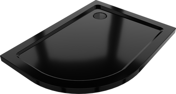 Mexen Flat receveur de douche demi-circulaire fin droit 120 x 90 cm, noir, siphon noir - 41709012P-B