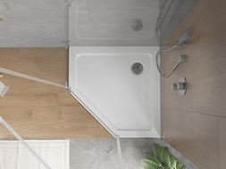 Mexen Flat receveur de douche pentagonal slim 90 x 90 cm, blanc, bonde chromée - 41P109090