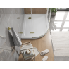 Mexen Flat receveur de douche demi-circulaire slim droit 90 x 80 cm, blanc, siphon doré - 41108090P-G