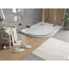Mexen Flat receveur de douche demi-circulaire slim droit 90 x 80 cm, blanc, siphon noir - 41108090P-B
