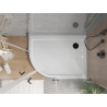 Mexen Flat receveur de douche demi-circulaire slim droit 90 x 80 cm, blanc, siphon noir - 41108090P-B
