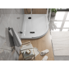 Mexen Flat receveur de douche demi-circulaire slim droit 90 x 80 cm, blanc, siphon noir - 41108090P-B
