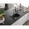 Mexen Milo évier en granit 1-bassin avec robinet de cuisine Telma, noir/doré - 6505-75-670200-00
