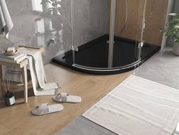 Mexen Flat receveur de douche quart de cercle slim droit 120 x 80 cm, noir, siphon chromé - 41708012P