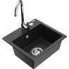 Mexen Milo évier en granit 1-bassin avec robinet de cuisine Telma, noir/doré - 6505-75-670200-00